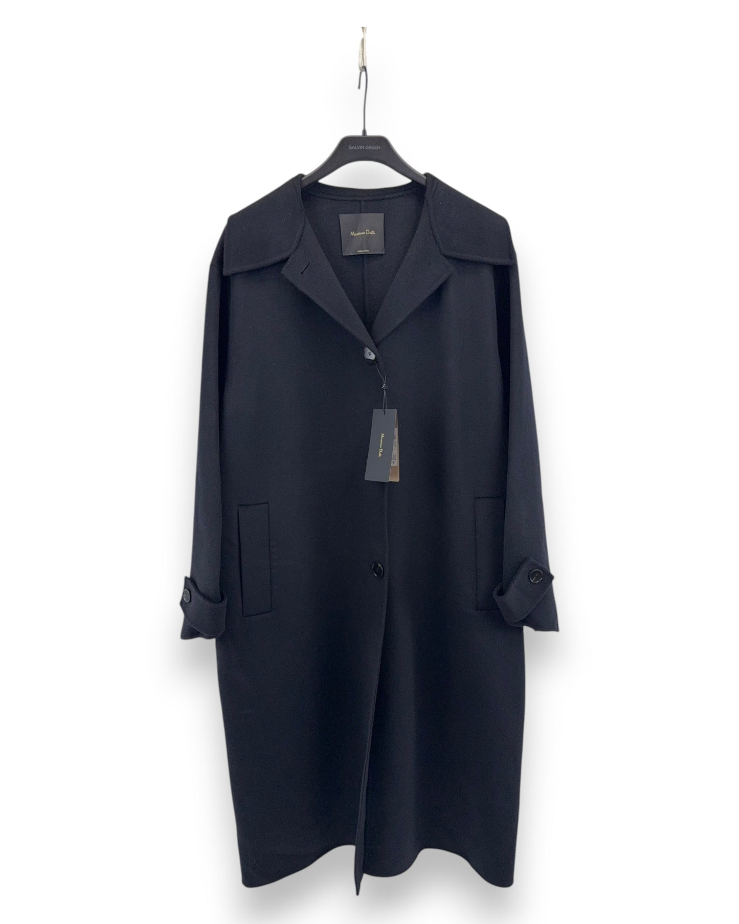 Massimo Dutti Damen Mantel Gr. L / 40 Schwarz Wintermantel lang / Jacke Outwear