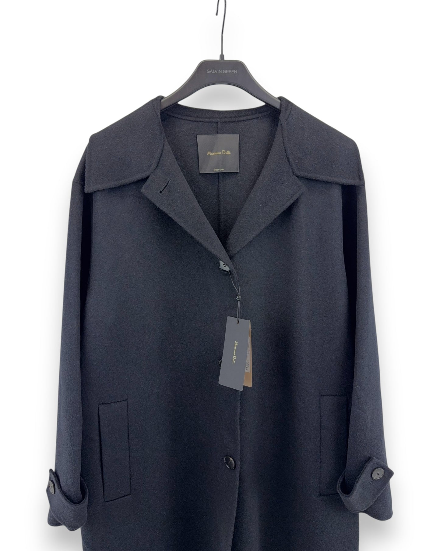 Massimo Dutti Damen Mantel Gr. L / 40 Schwarz Wintermantel lang / Jacke Outwear