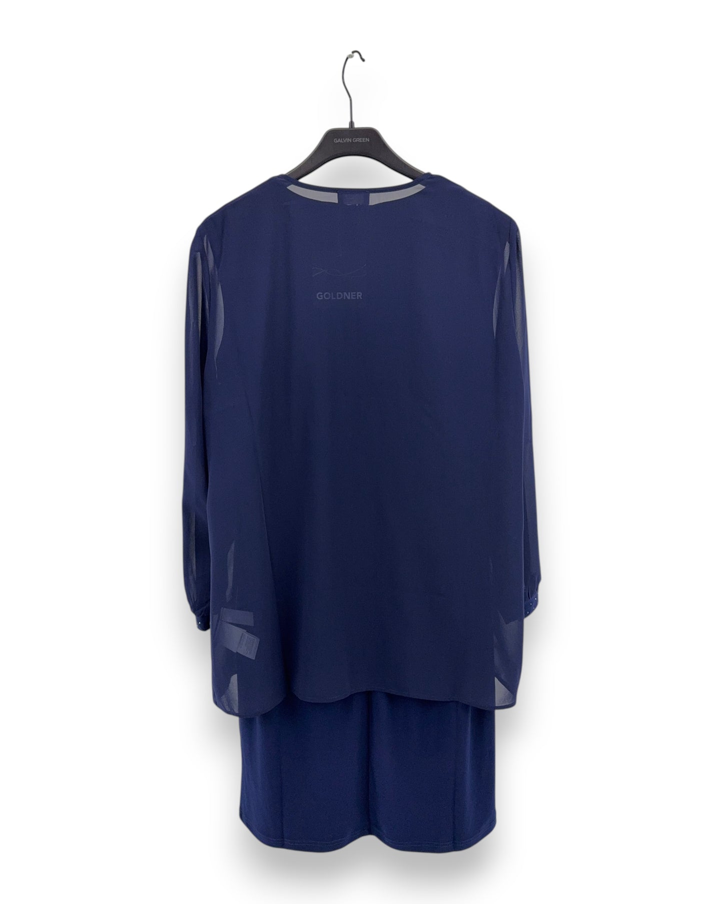 Goldner Kleid mit Chiffonjäckchen Gr 21 Marineblau Slinky Glitzersteine Sommer