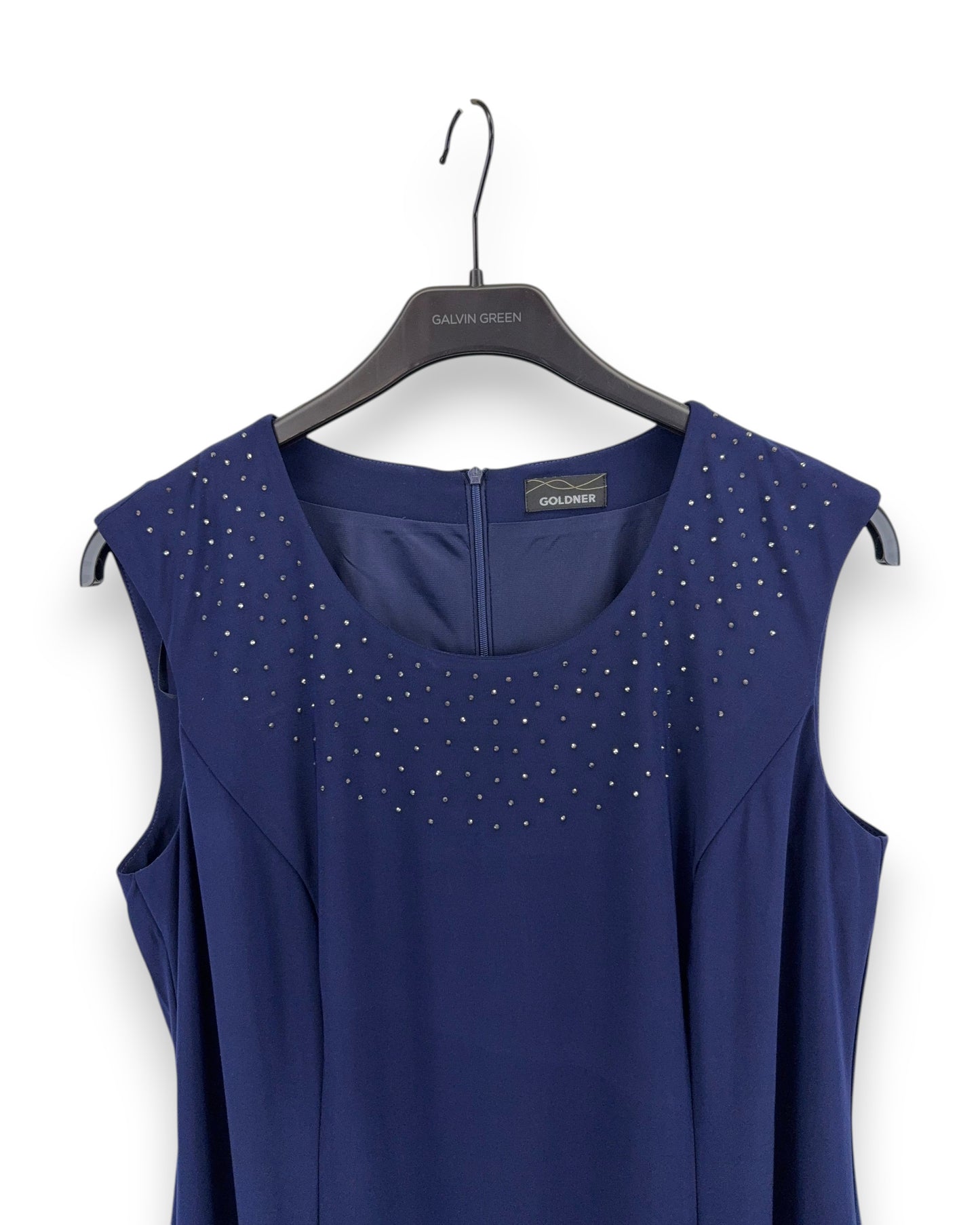 Goldner Kleid mit Chiffonjäckchen Gr 21 Marineblau Slinky Glitzersteine Sommer