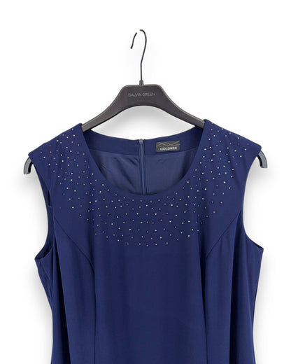 Goldner Kleid mit Chiffonjäckchen Gr 21 Marineblau Slinky Glitzersteine Sommer