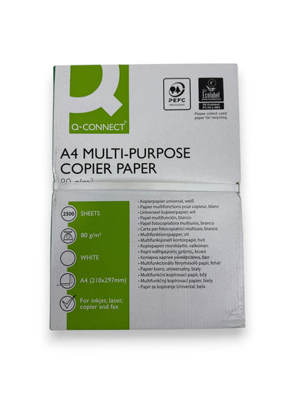 Q-Connect Kopierpapier A4 80g/m² Weiß 2500 Blatt Druckerpapier KF01087