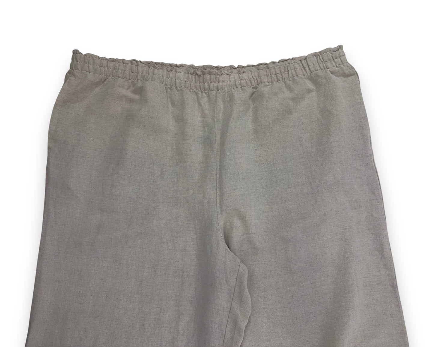 H&M Damen Leinenmix Knöchelhose Gr XXL Hellbeige High Waist Loose Fit Hose