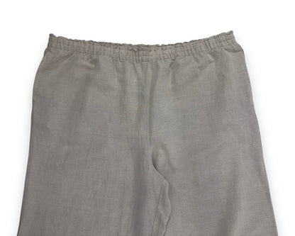 H&M Damen Leinenmix Knöchelhose Gr XXL Hellbeige High Waist Loose Fit Hose