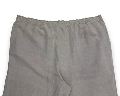 H&M Damen Leinenmix Knöchelhose Gr XXL Hellbeige High Waist Loose Fit Hose