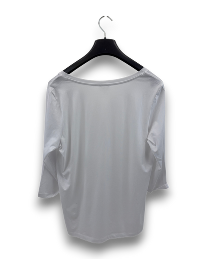 S.Oliver Damen Jerseyshirt Weiß Gr. 44 V-Ausschnitt 3/4-Ärmel Shirt T-Shirt
