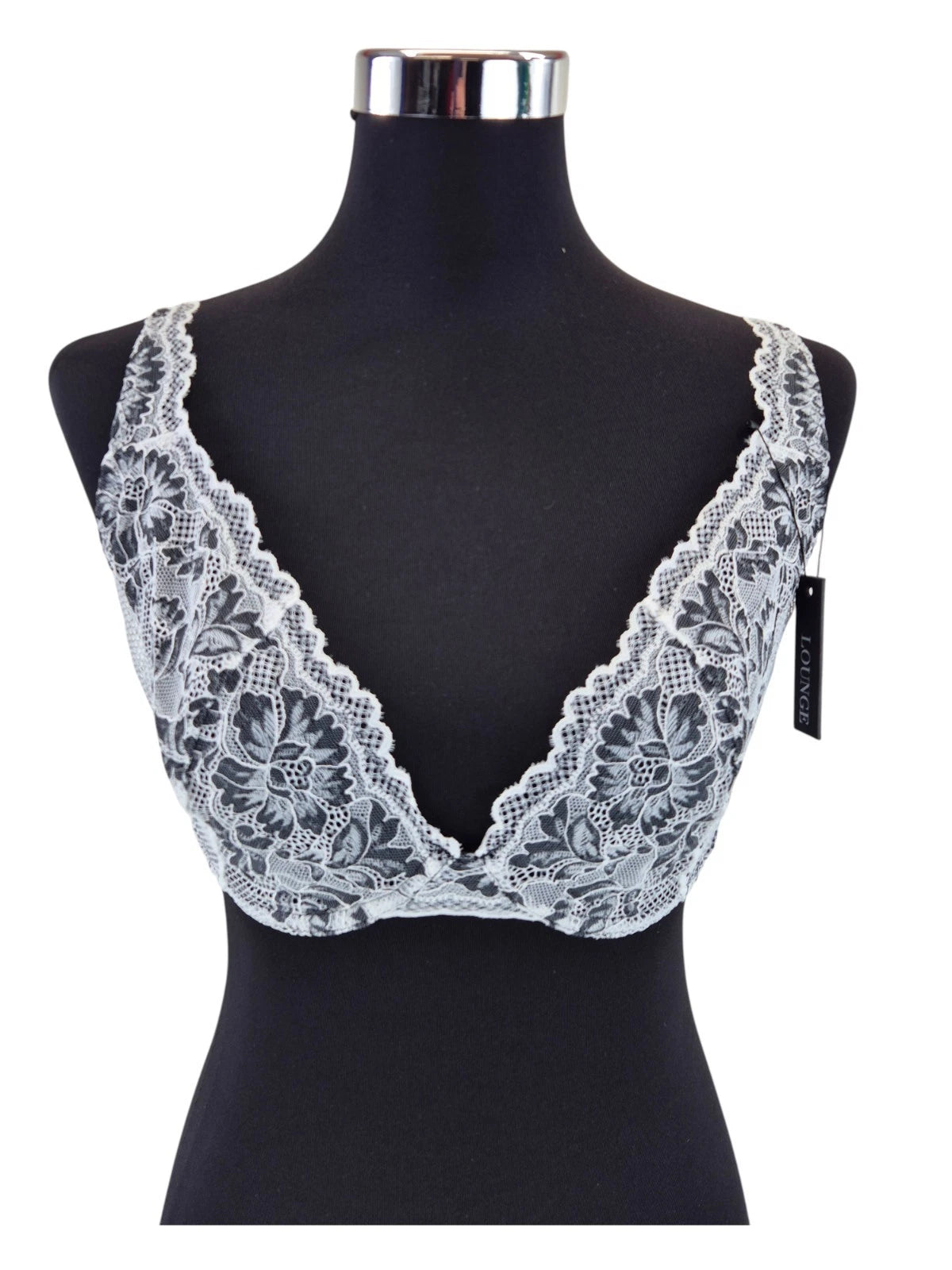 LOUNGE BH Luxe Balcony Bra EU: 65FF Schwarz Weiß Spitzen Bügel BH